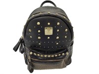 Black Leather Gold Studded Backpack