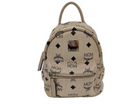 Beige Rough Leather Studded Mini Backpack
