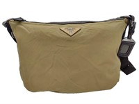 Light Brown Nylon Shoulder Tote Bag