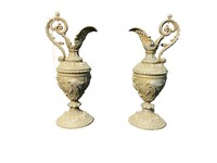 Pair of Antique Metal Ewer Vases