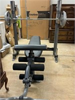 HEAVY DUTY WEIGHT BENCH W/ BAR AND 165LBS WEIGHTS