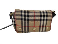 Brown Plaid Linen Full Flap Belt Bag
