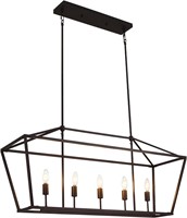 5-Light Island Lighting  Black Farmhouse