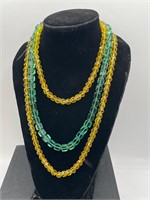 Art deco glass bead necklaces