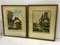 Lot of 2 Framed Original French Etchings-