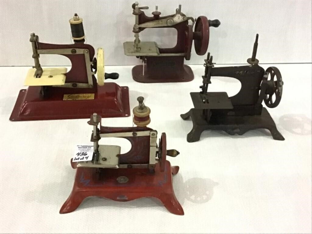 Lot of 4 Children's Metal Toy Sewing Machines