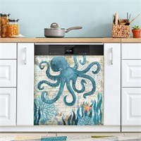 Vintage Octopus Dishwasher Magnet Cover 23x26 inch