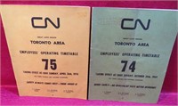 1969-70 CN Rail Toronto Timetables #74-75 OLD