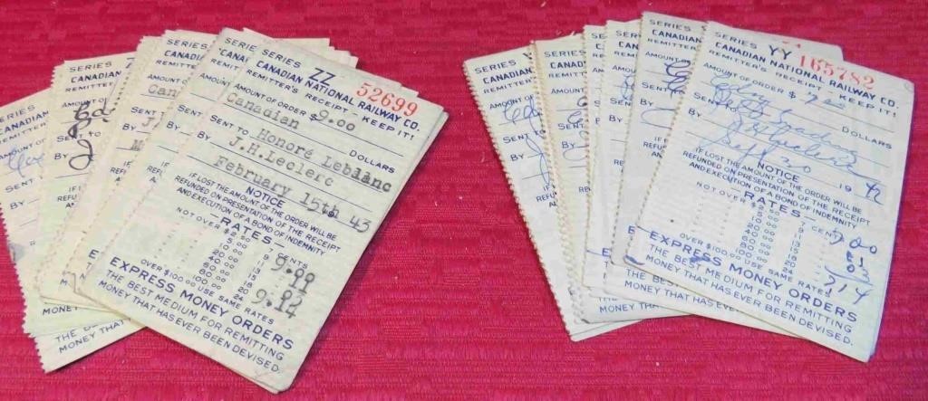 1942-44 Canadian National CN Rail Money Order Lot