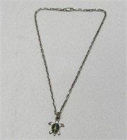 14" Sterling Silver Necklace with Turtle Pendant