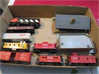 Box Lot HO Engine & Rolling Stock & Buildings