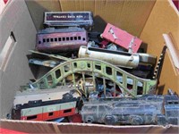 Antique Box Lot Old Model Train & Bridge Parts