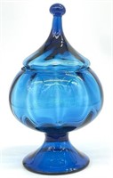 Blue Glass Lidded Candy Jar