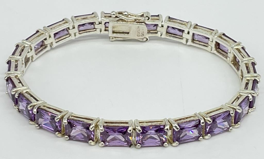 Purple Stone Sterling Silver Bracelet