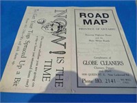 Old Province of Ontario Road Map Globe Cleaners