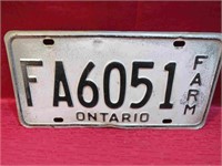 Vintage Ontario Farm License Plate Canada Car Tag