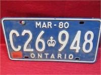 1980 Ontario Matching License Plates Canada Pair