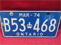 1974 Ontario Matching License Plates Canada Pair