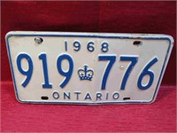 1968 Ontario Matching License Plates Canada Pair