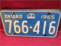 1965 Ontario Matching License Plates Canada Pair