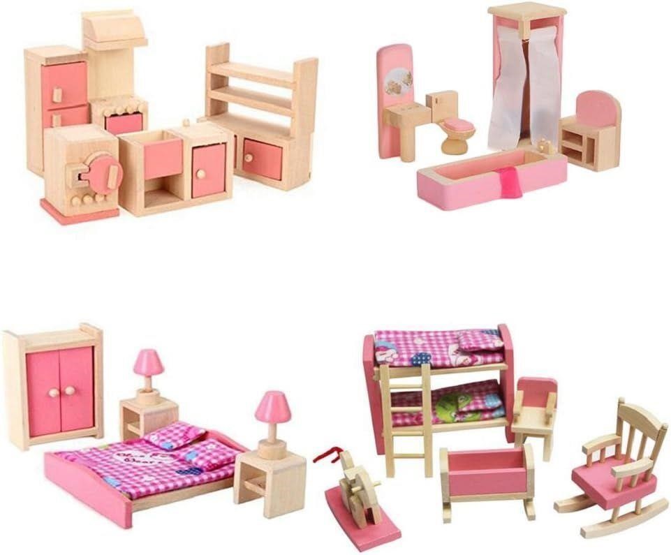 4 Set Wooden Dollhouse Furniture