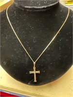 14k Ladies Cross and Necklace