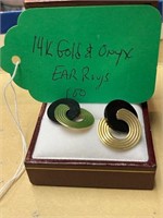 14k Gold and Onyx Earrings
