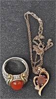 Sterling Silver Jewelry Garnet Necklace Carnelian