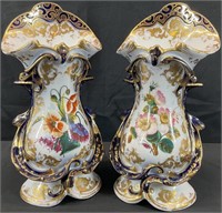 2 Antique Porcelain Spill Vases