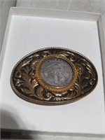 BELT BUCKLE WITH HOBO COIN