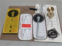 BRASS COMPASS,LOCATER, MAGNIFYING GLASS MISC