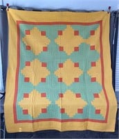 ORANGE AND GREEN  QUILT APPROX.89x67 inches-4 pt?