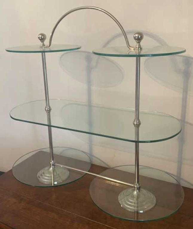GLASS TEIRED TABLE TOP DISPLAY