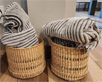 J - PAIR OF BASKETS & THROW BLANKETS (L14)