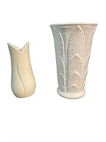 2- White Pottery Vases