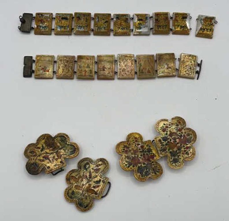 VINTAGE HAND PAINTED BRACELETS-BUCKLES