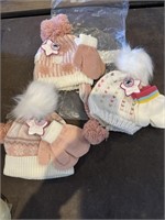 3 New Infant Toboggans with gloves
