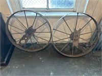 2 Antique Steel Spoke  Wheels.. approx 32”