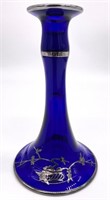 Art Nouveau Blue Glass Sterling Overlay