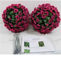 Wicker Park 10" Faux Mum Garden Spheres- Magenta