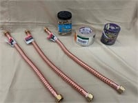 Water Heater Supply Lines, Brass Elbows, & Tape