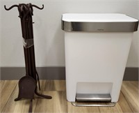 J - FIREPLACE TOOLS, TOE-TOUCH TRASH CAN (K25)
