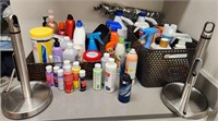 J - LOT OF CLEANING SUPPLIES & TOWEL HOLDERS (R11)