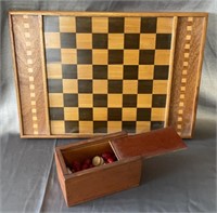 CHESS BOARD WITH PIECES-HANDMADE BY CHARLES ADAMS
