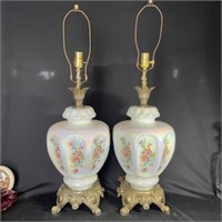 Antique Lamps - Pair - No Shades