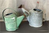 PAIR OF GALVANIZED WATERING CANS