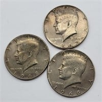 3 KENNEDY HALF DOLLARS 1965 & 1966
40% SILVER