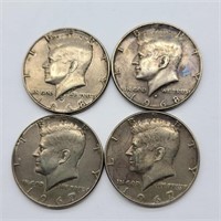 4- KENNEDY HALF DOLLARS 2- 1968 & 2- 1967 40%