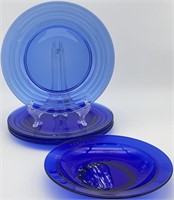 5pc Cobalt Blue Glass Plates & Bowl