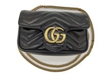 GG Black Quilted Leather Half-Flap Clutch Bag